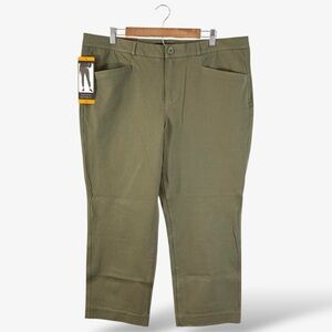 Banana Republic Slim Straight Cropped Pants Size 16 Olive Green Chino Preppy